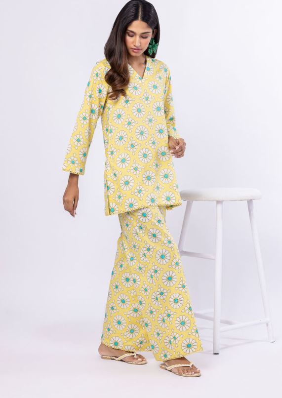 Khaadi - 2 Pcs Lemon Yellow Printed Lawn