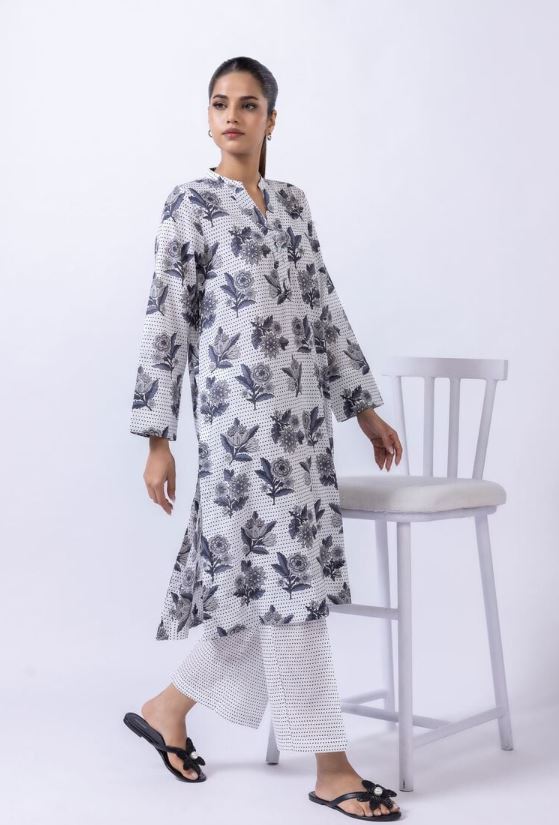 Khaadi - 2 Pcs Black and  White Printed Lawn