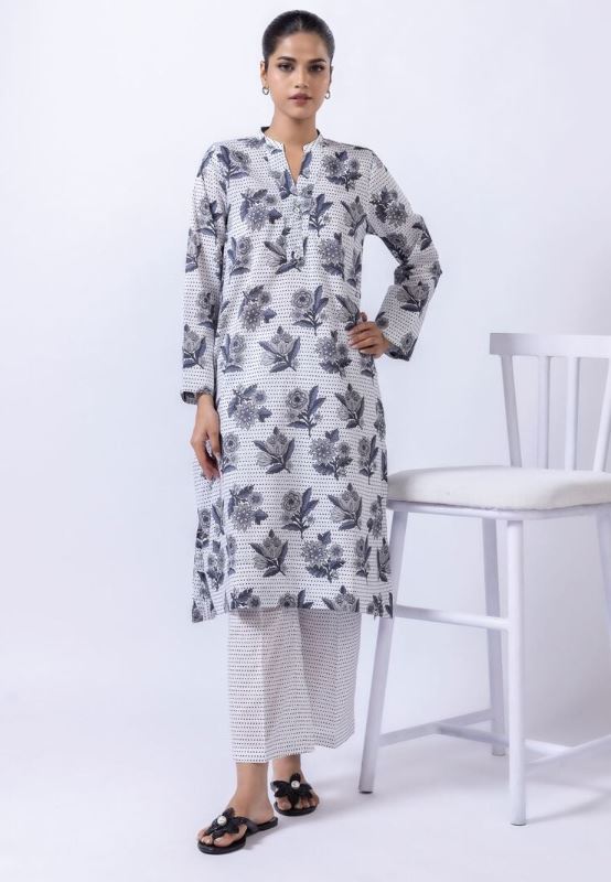 Khaadi - 2 Pcs Black and  White Printed Lawn