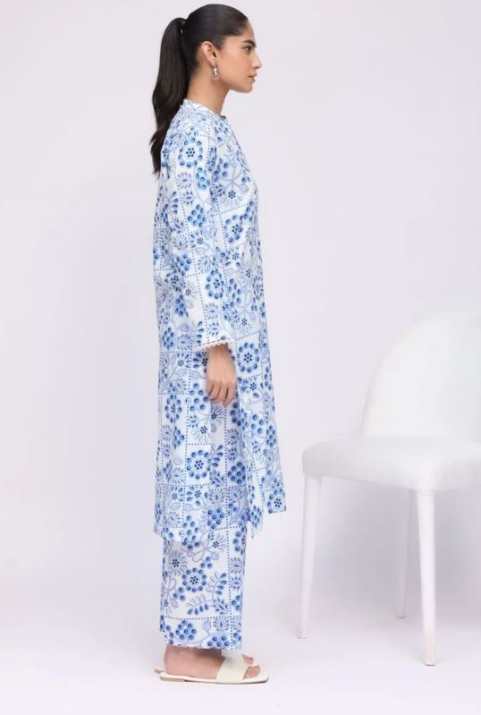Khaadi - 2 Pcs Ice Blue Printed Lawn
