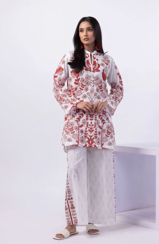 Khaadi - 2 Pcs Red Candle  Printed Lawn