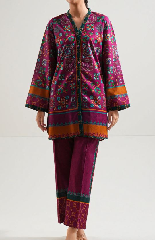 SAYA - 2 Pcs Printed Cotton Stitched