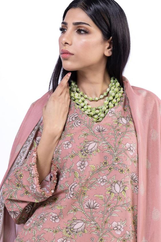 Khaadi - 3 Pcs Unstitched Printed Lawn Pink