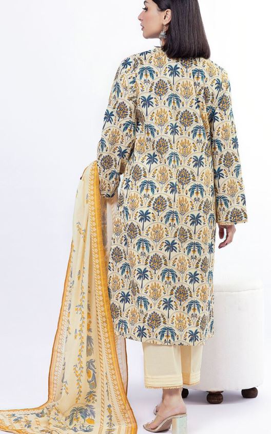 Khaadi - 3 Pcs Unstitched Printed Lawn Yellow