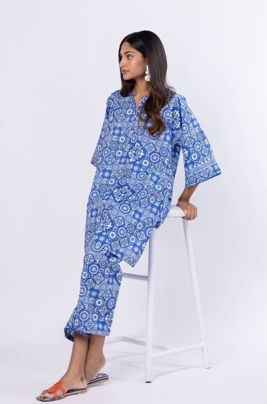 Khaadi - 2 Pcs Blue Printed Lawn