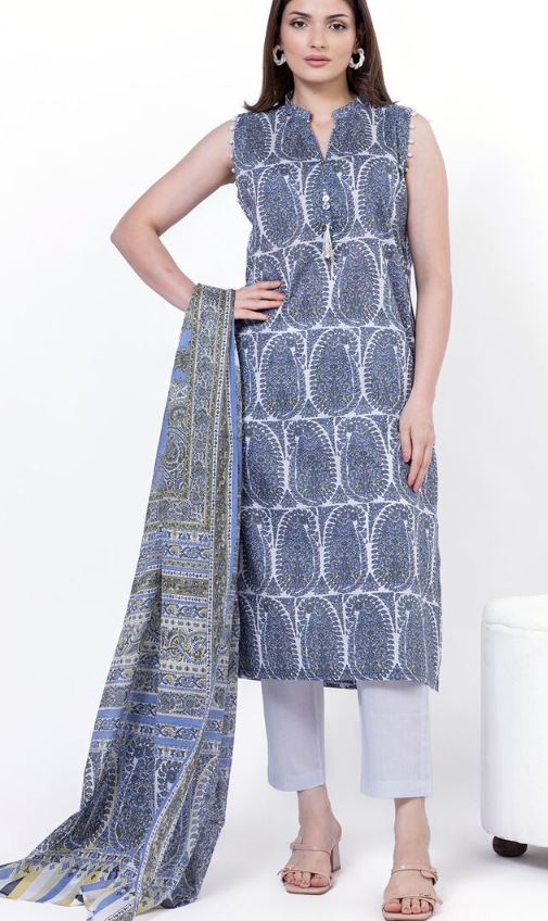 Khaadi - 3 Pcs Unstitched Lawn Blue