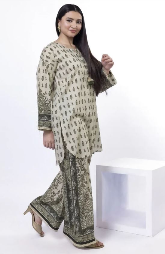 Khaadi - 2 Pcs Unstitched Printed Lawn Top and Bottom