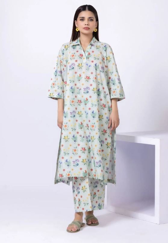 Khaadi - 2 Pcs Mint Green Printed Lawn