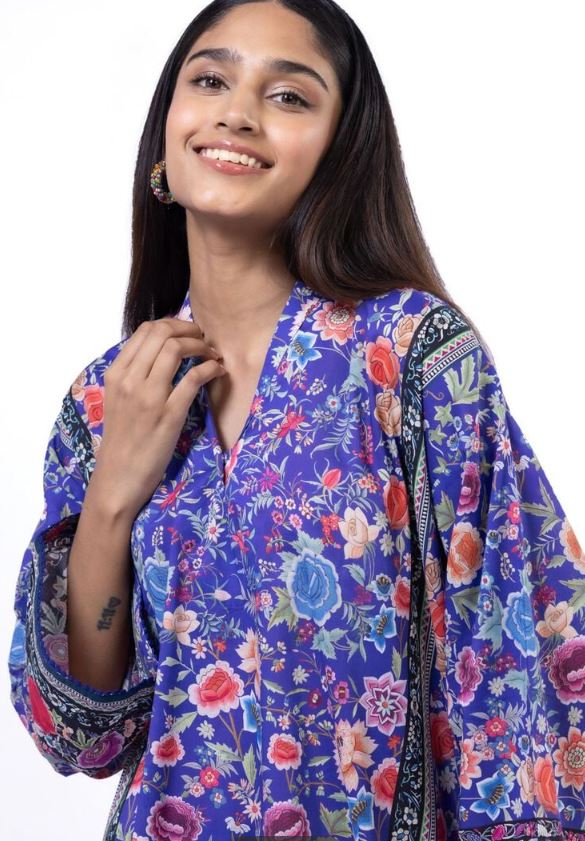 Khaadi - 2 PCs Unstitched Lawn Top and Bottom Lavender