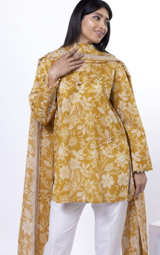 Khaadi - 2 PCs Unstitched Lawn Top and Dupatta